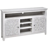 French Arched Hand Carved Indian Solid Wood Tv Unit Cabinet White